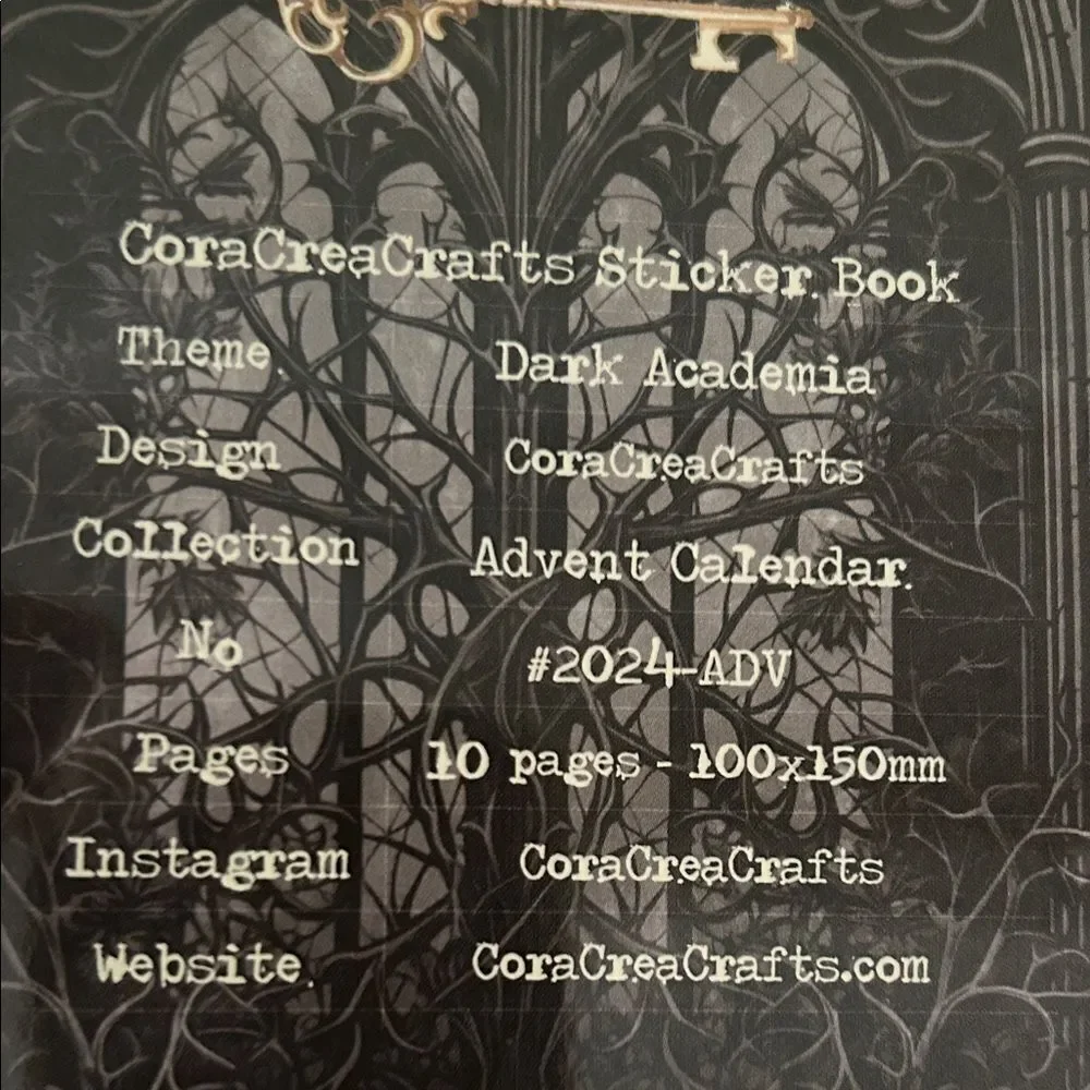 CoraCrea Dark Academia Sticker Book 10 pages NEW